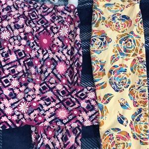 Two pairs of colorful patterned leggings